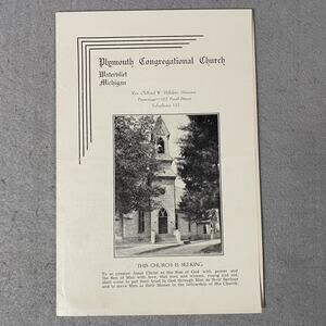 Vintage 1945 Plymouth Congregational Church Michigan Paper Program Pamphlet
